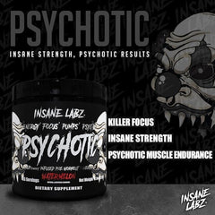 Insane Labz Psychotic Black Edition blue raspberry flavor visual for refreshing taste.