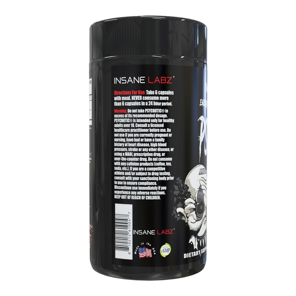 Insane Labz Psychotic Black Edition label detail with key ingredients