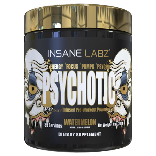 Insane Labz Psychotic Gold bottle pour shows quick energy for intense workouts