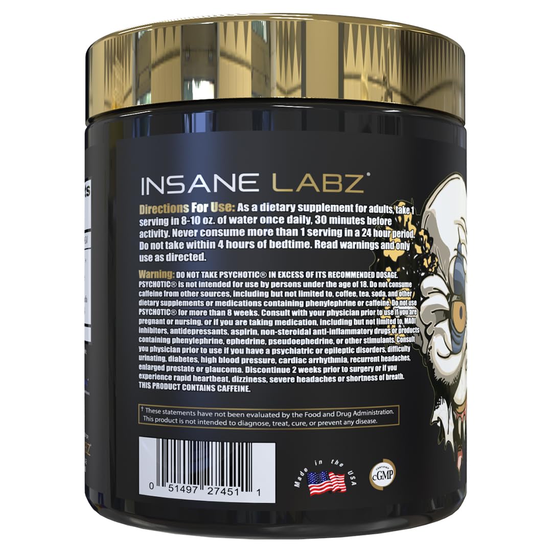 Psychotic Gold label closeup highlights branding and premium performance