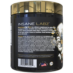 Label closeup of Psychotic Gold showing ingredients and branding for performance.