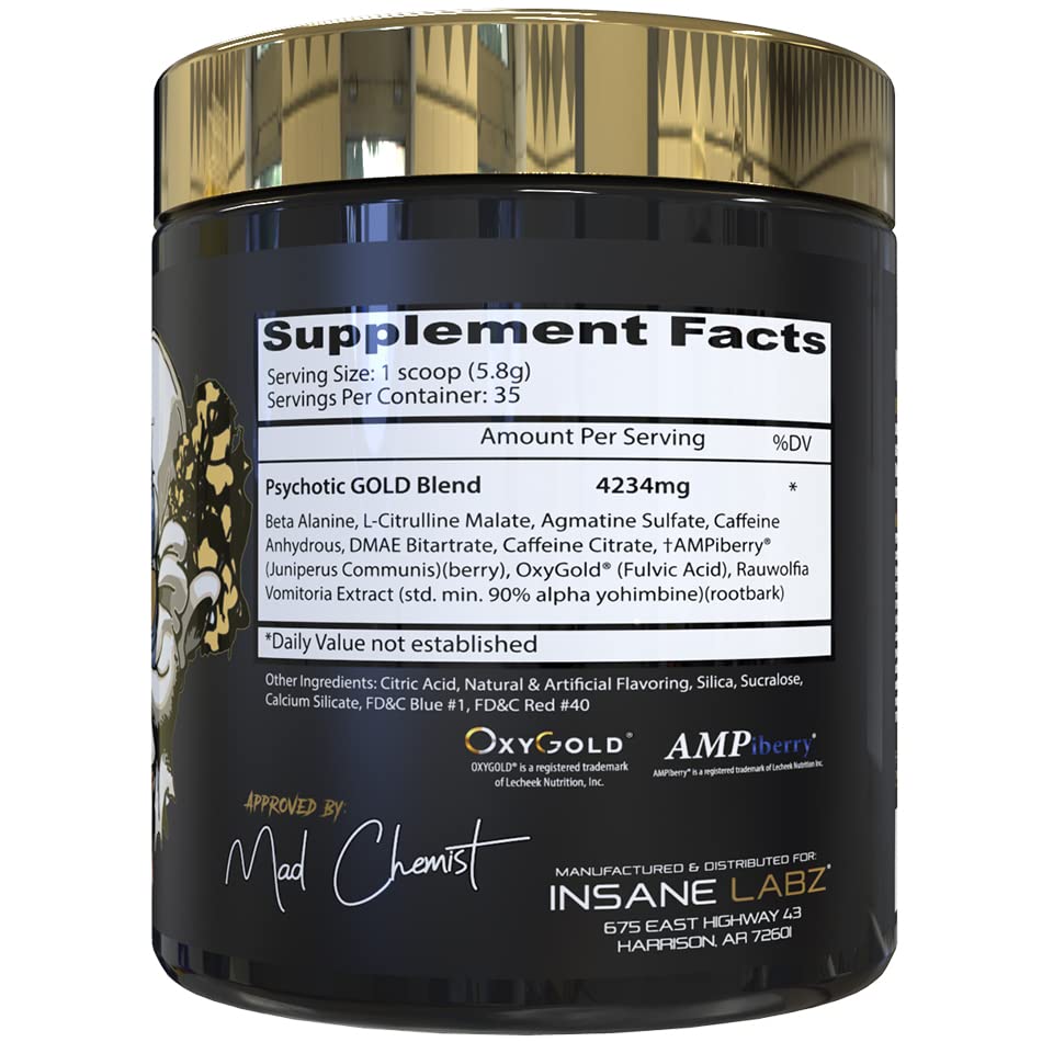 Scoop dip of Psychotic Gold powder ready for intense training.