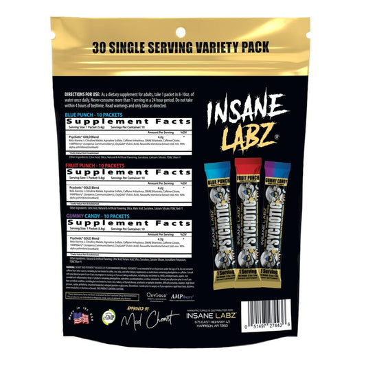 Insane Labz Psychotic Gold scoop-dispense enables precise serving measurement.