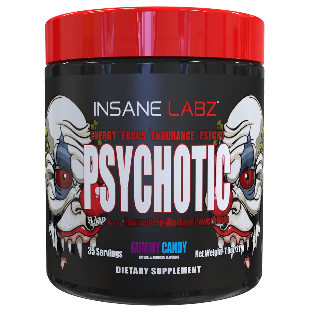 Insane Labz Psychotic gummy candy dissolving in water for fast activation.