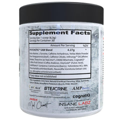 Insane Labz Psychotic SAW blood orange flavor for powerful stamina and alertness.