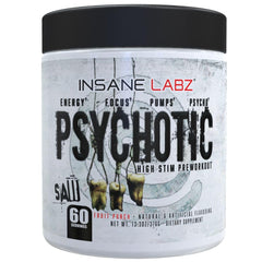 Insane Labz Psychotic SAW bottle pour highlights quick energy before training.