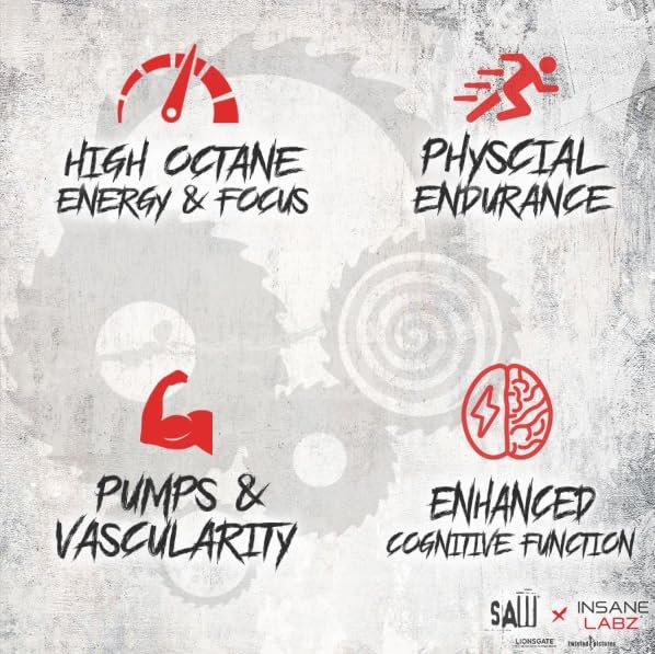 Insane Labz Psychotic SAW preworkout mix ready to dissolve for intense sessions.