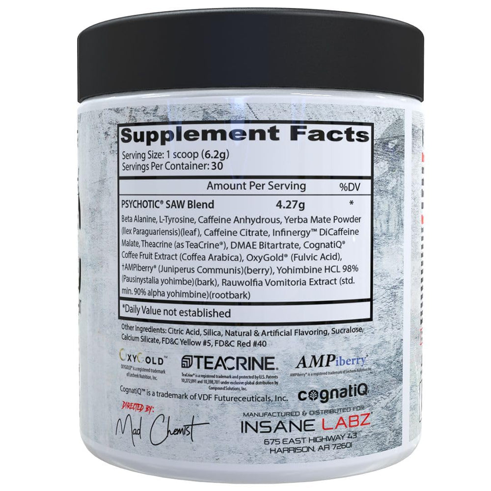 Psychotic Saw scoop ready for quick mixing and focused training sessions