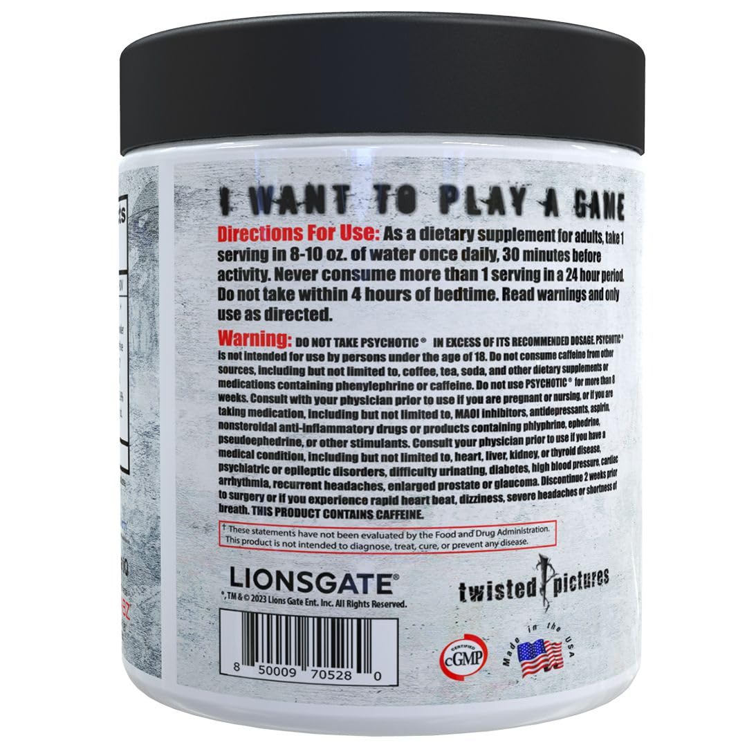 Insane Labz Psychotic SAW watermelon flavor for sustained energy and focus.
