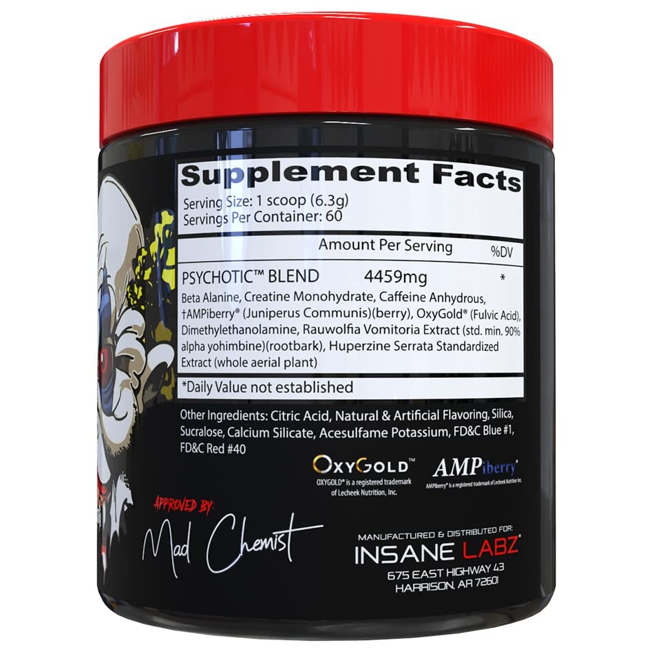 Insane Labz Psychotic scoop highlighting precise serving for consistent energy.