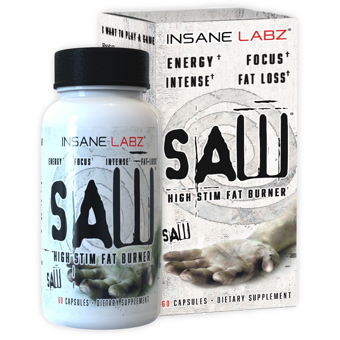Insane Labz Saw bottle label close-up highlighting ingredients for sustained energy