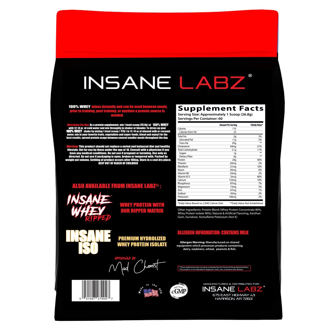 Insane Labz whey protein vanilla shake image highlighting easy blending.