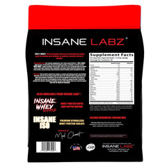Insane Labz whey protein vanilla shake image highlighting easy blending.
