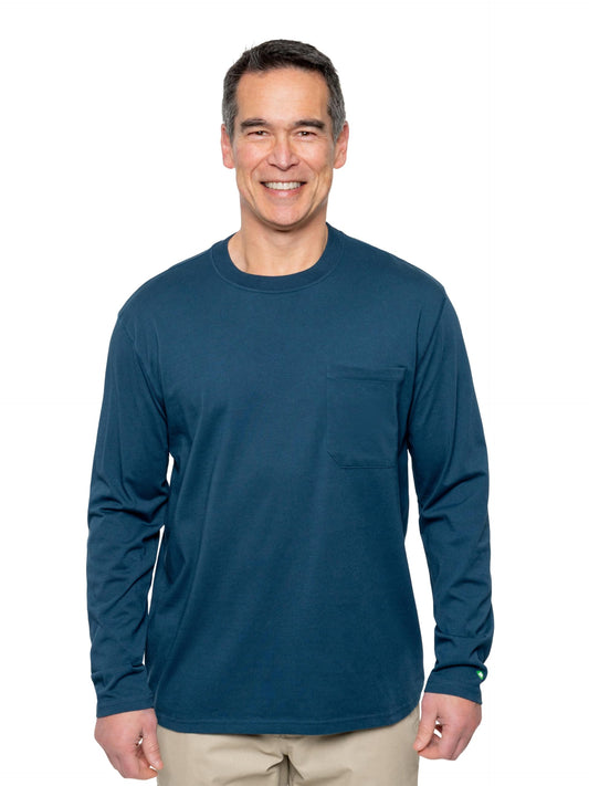 Insect Shield front-pocket shirt provides outdoor protection during activities.