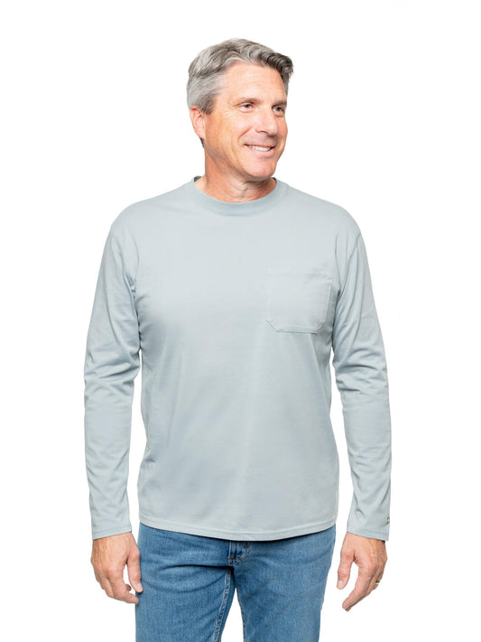 Insect Shield men's UPF wicking long sleeve shirt front view with pest protection