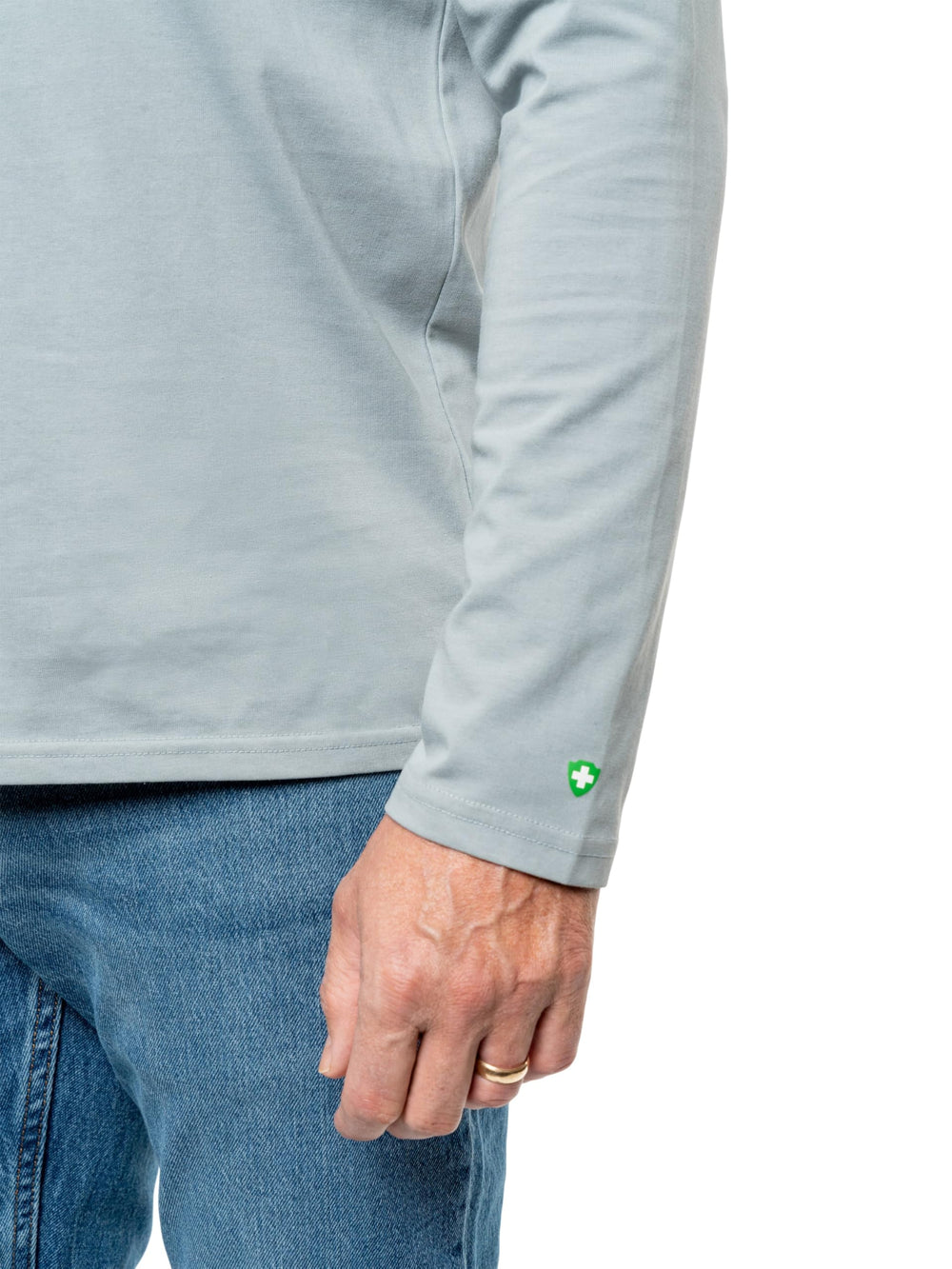 Pocket closeup highlighting front patch pocket for essentials