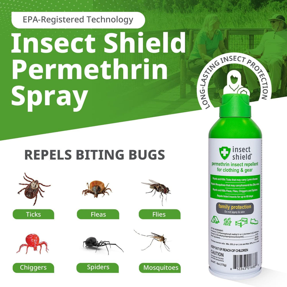 Insect Shield spray on gear creates an invisible fabric barrier.