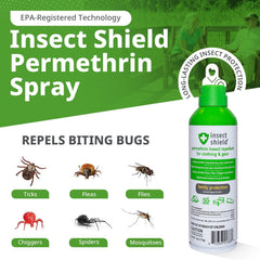 Insect Shield spray on gear creates an invisible fabric barrier.