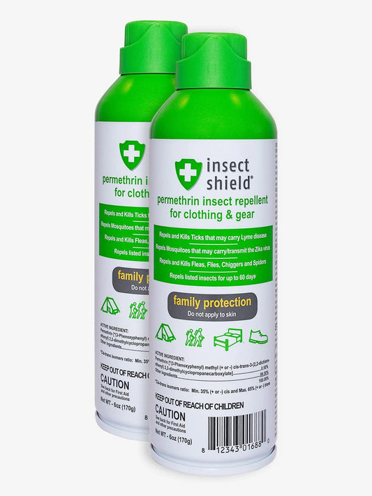 Insect Shield Premium Permethrin spray bottle pour for quick outdoor protection.