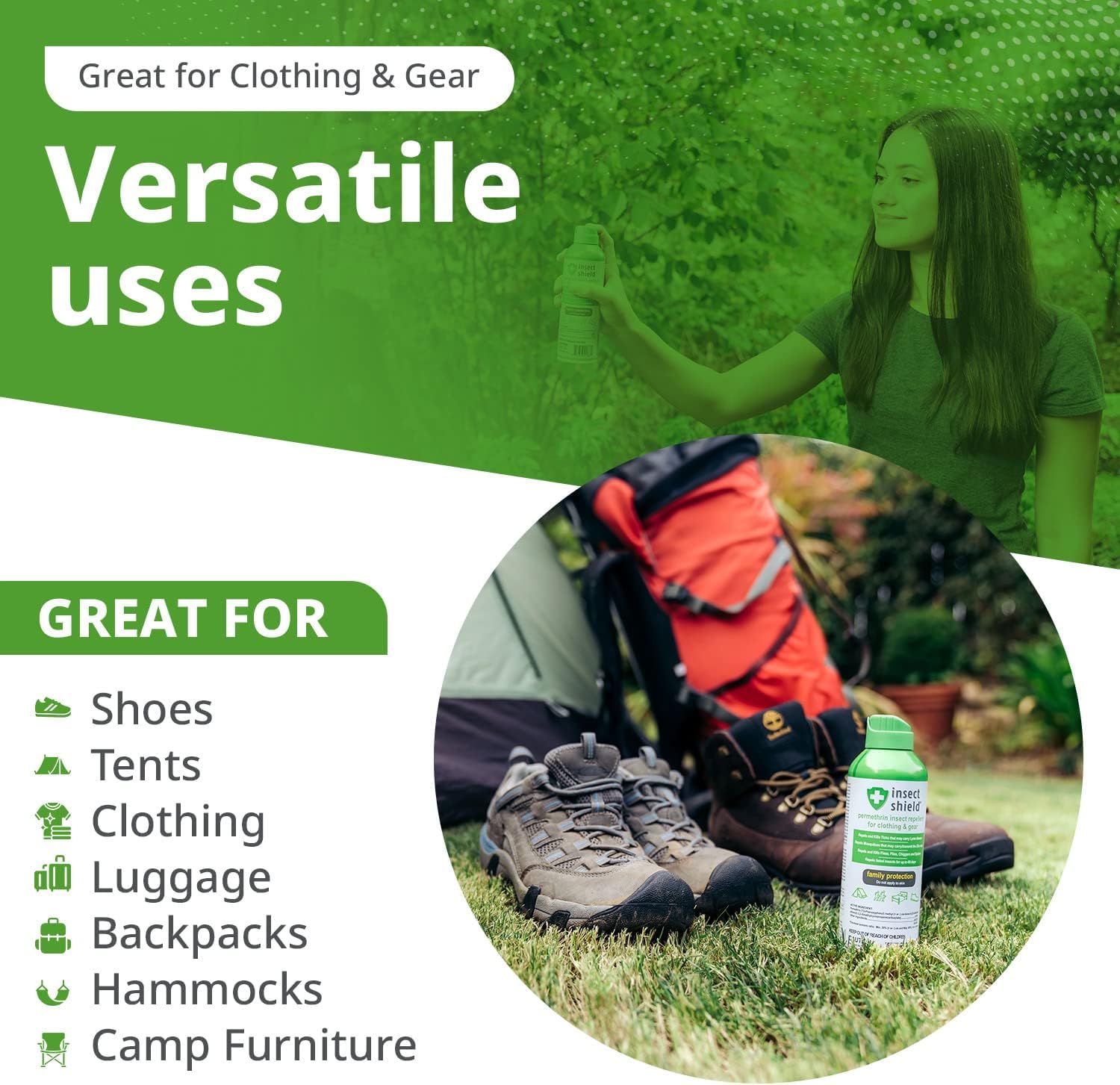 Insect Shield spray treated tent ready for a bug-free night outdoors.