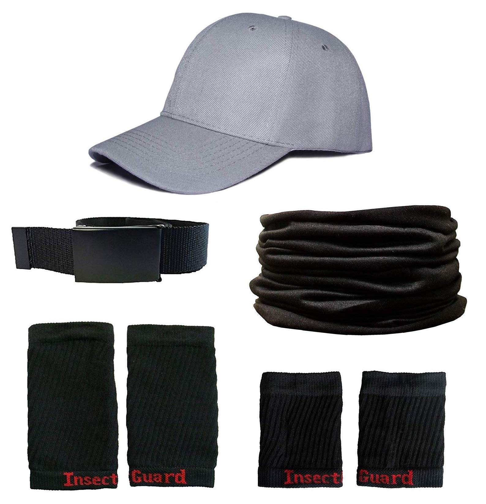 InsectGuard grey hat with gaiters for outdoor insect protection.