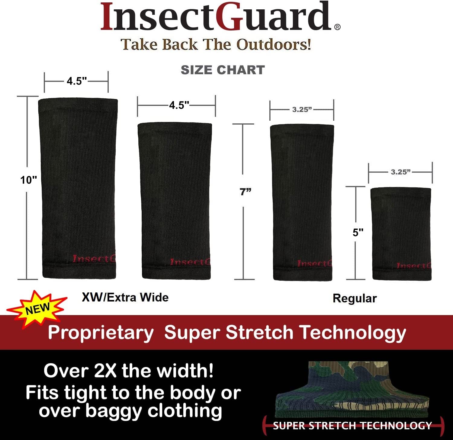 InsectGuard tick gaiters 7-inch extra-wide cuff for snug fit.