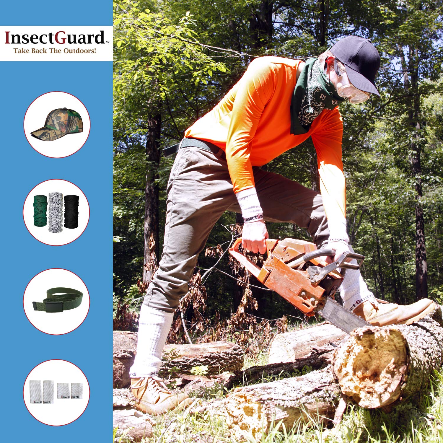InsectGuard permethrin-treated fabric label ensures durable protection.
