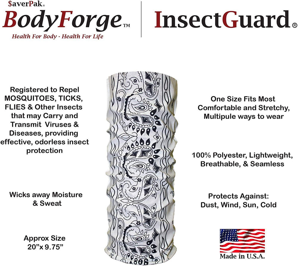 InsectGuard Tick Gaiters black tube bandana offers versatile neck coverage.