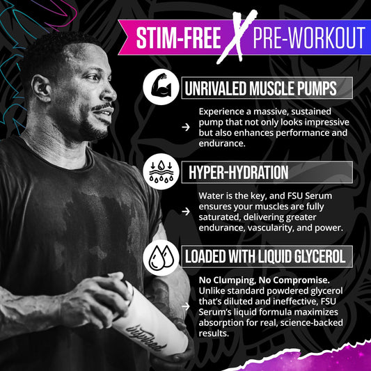 Inspired Nutraceuticals FSU Serum label closeup emphasizing glycerol hydration and electrolyte blend