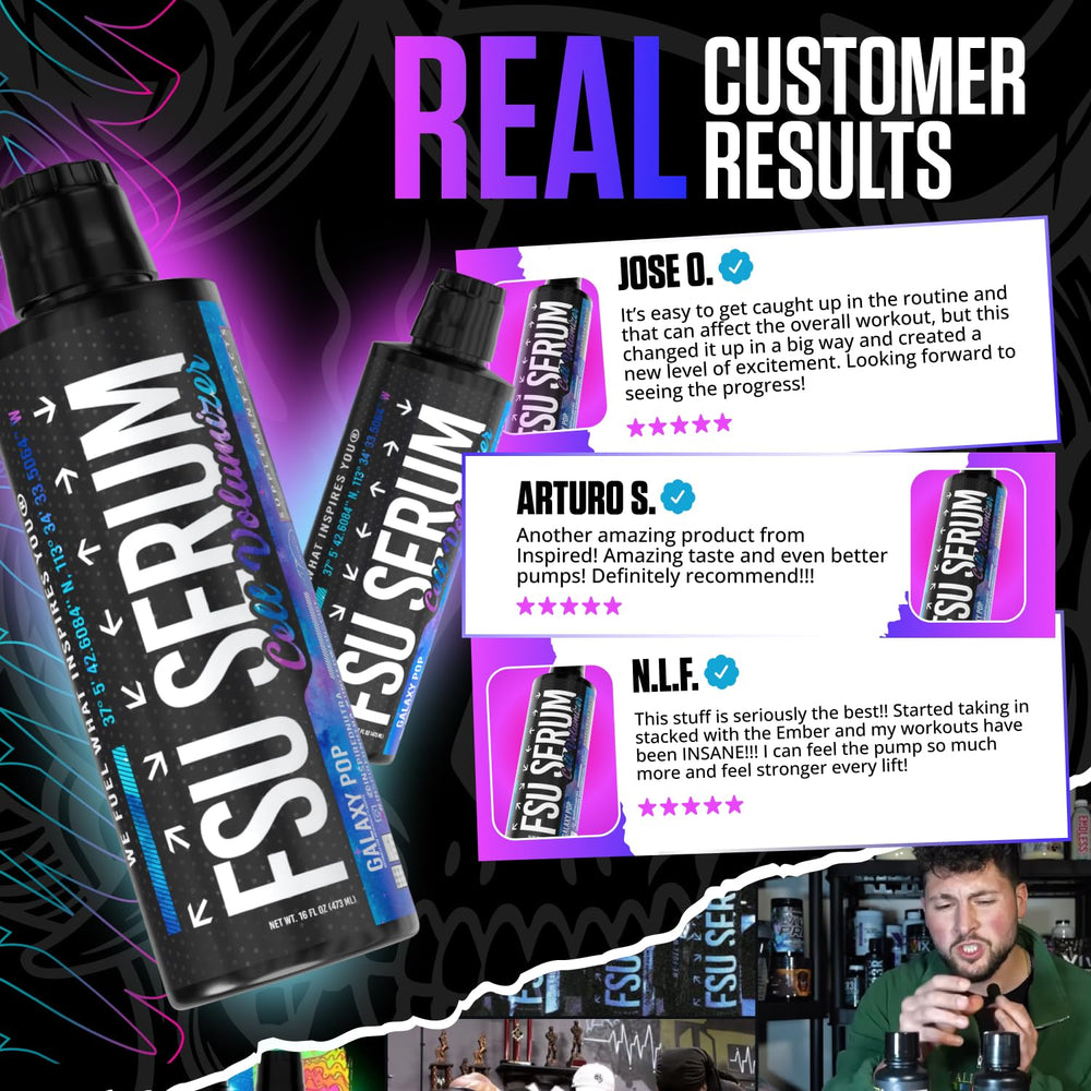 Inspired Nutraceuticals FSU Serum training shot illustrating intense pumps and vascularity