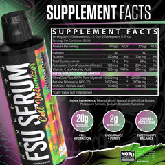 Inspired Nutraceuticals FSU Serum label close-up with non-stim formula details.