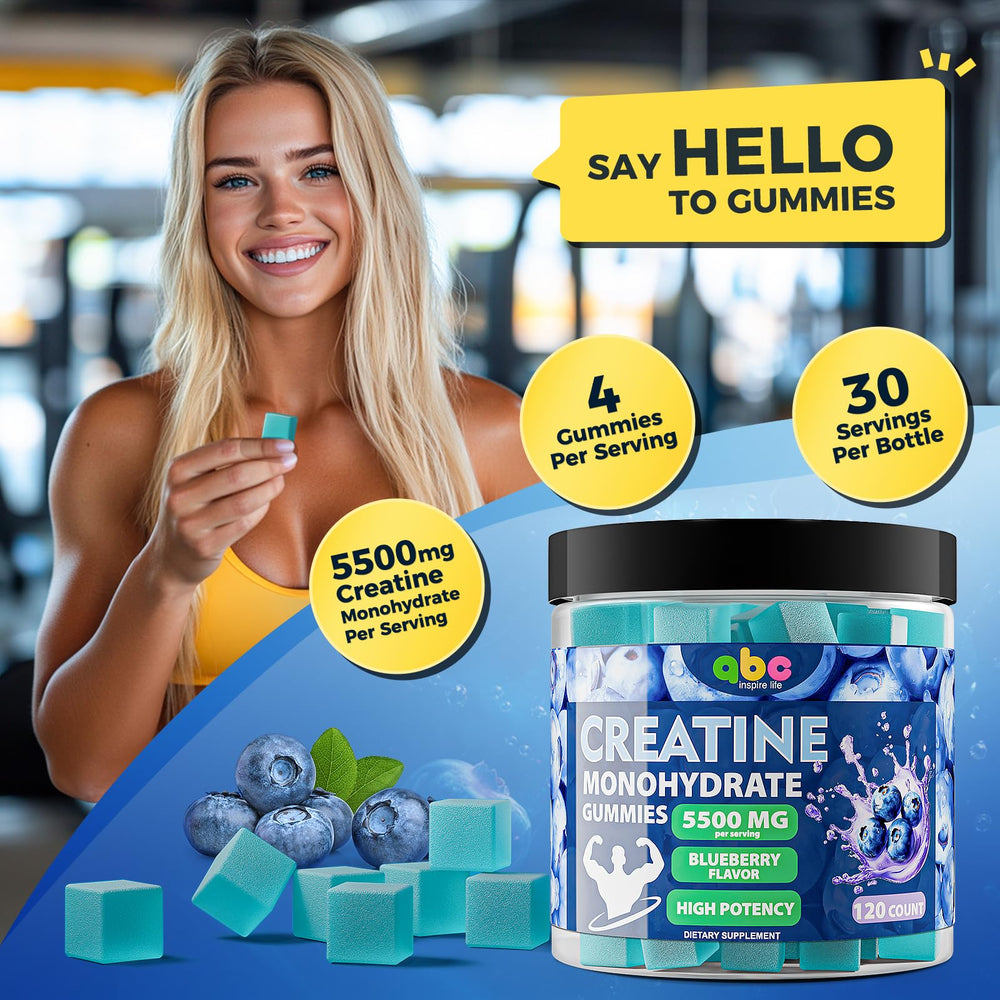 InspireLife ABC creatine gummies serving daily routine concept for workouts