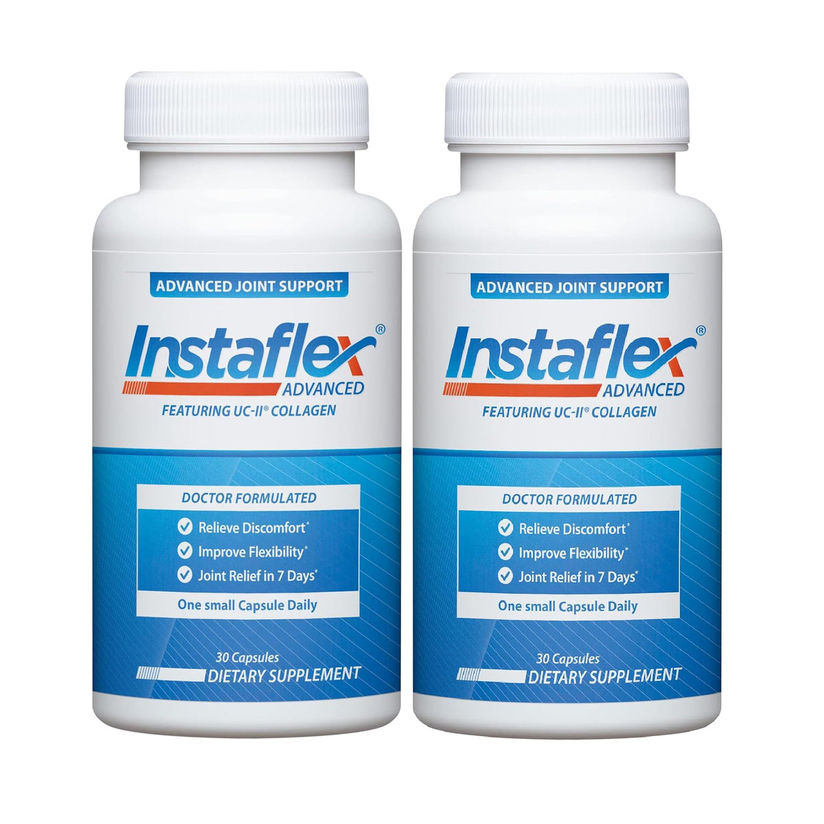 Instaflex Advanced bottle cap close-up signaling easy daily joint support on the go.