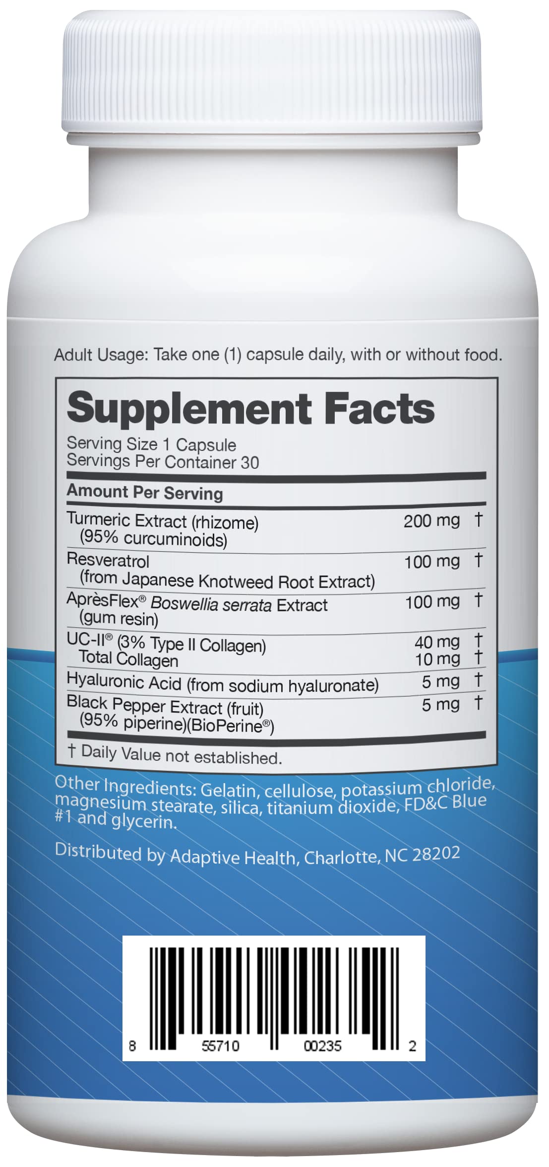 Instaflex Advanced bottle front view showcases one-capsule-a-day design for mobility.