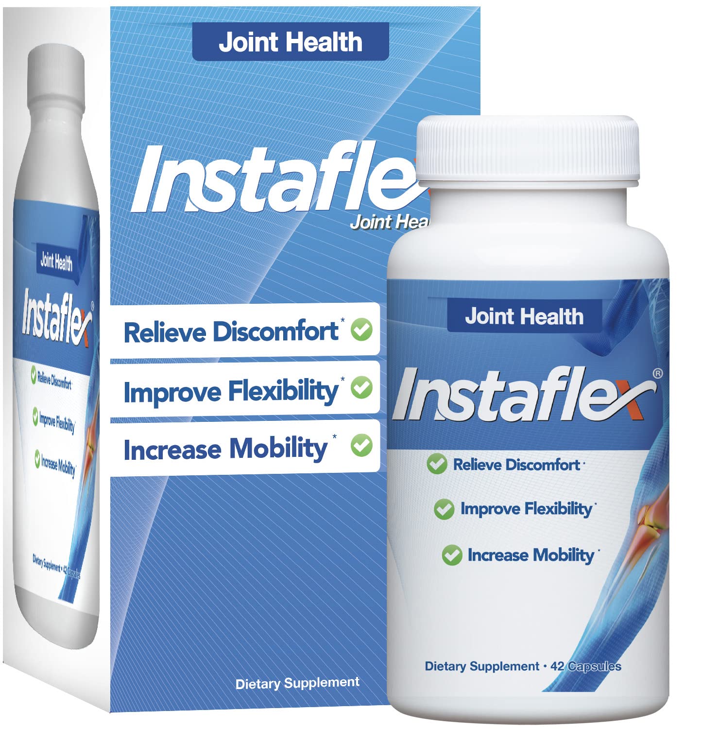 Instaflex joint support bottle with capsules for daily mobility support.