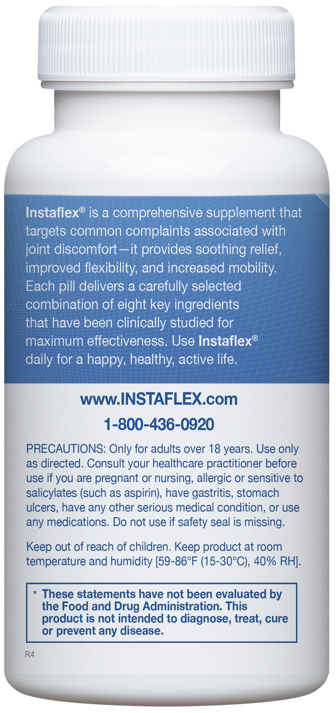 Instaflex label front displays dosage and usage for daily joint support