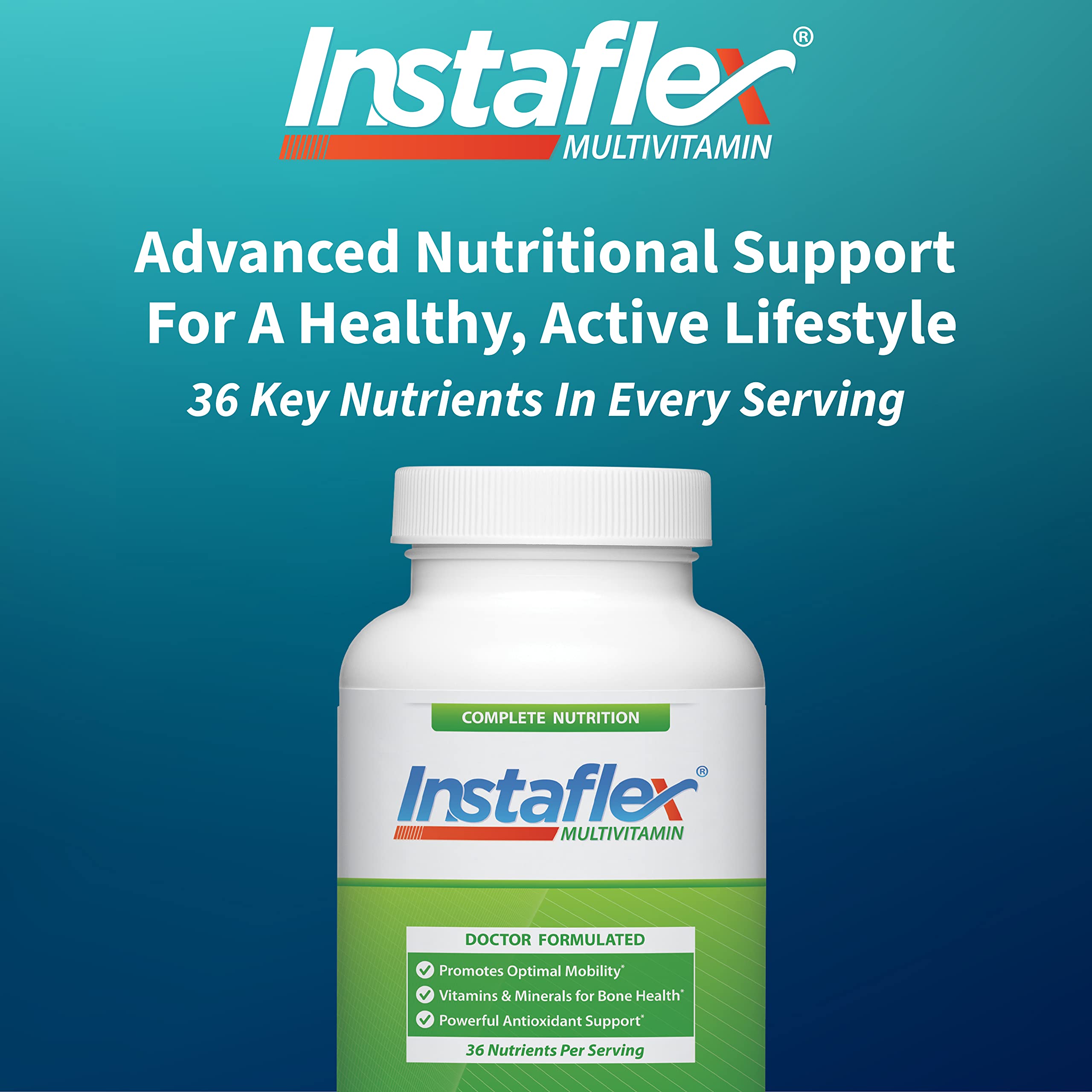 Daily-use scene with Instaflex Multivitamin on a kitchen counter for wellness.
