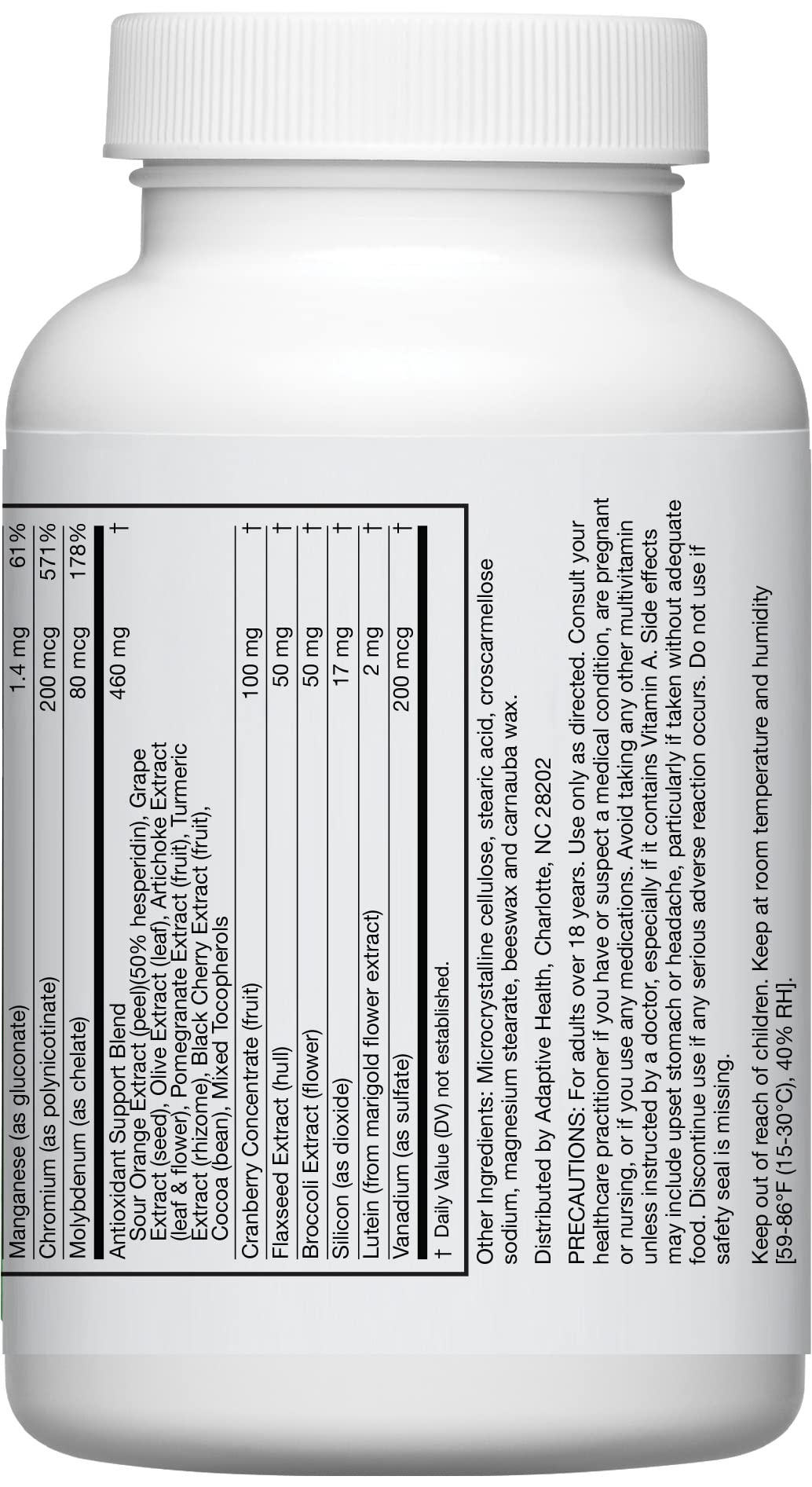 Broccoli extract blend shown on Instaflex Multivitamin ingredients label.