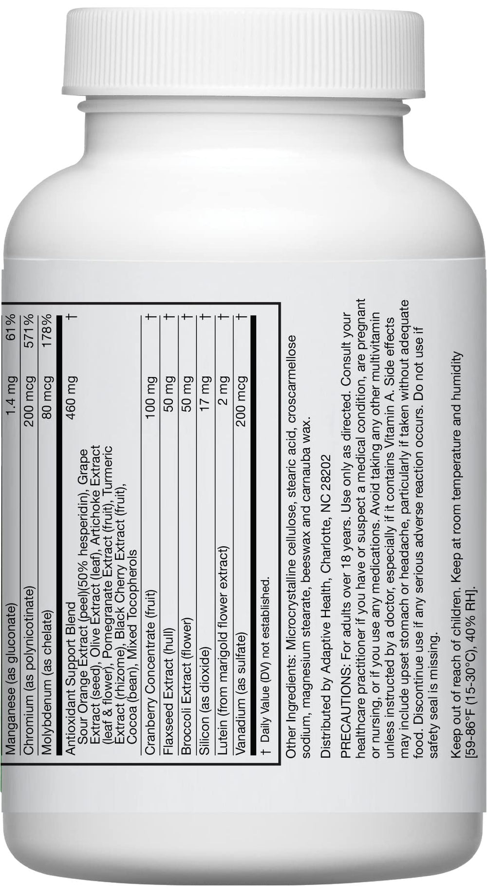 Broccoli extract blend shown on Instaflex Multivitamin ingredients label.
