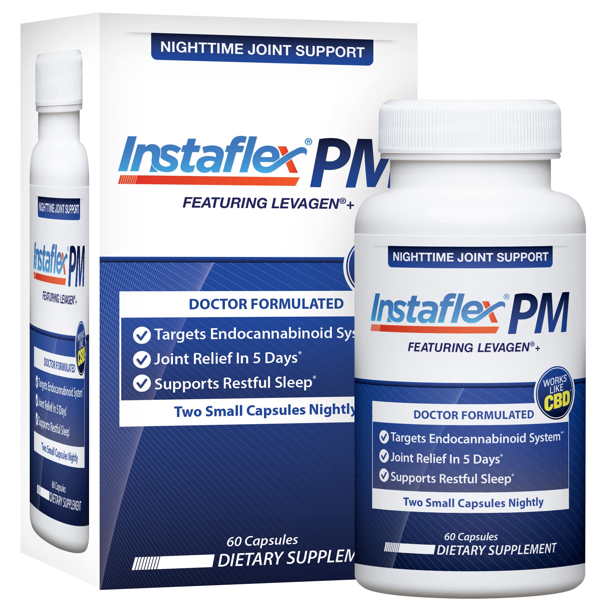 Instaflex PM bottle label details Levagen and Tamaflex ingredients for joint comfort