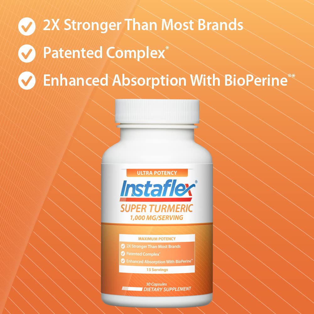 Instaflex Super Turmeric capsules ready in a bottle suggesting simple daily use.