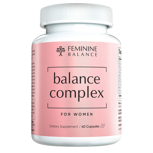 Instant Brands Balance Complex bottle pour showing daily probiotic support for vaginal health