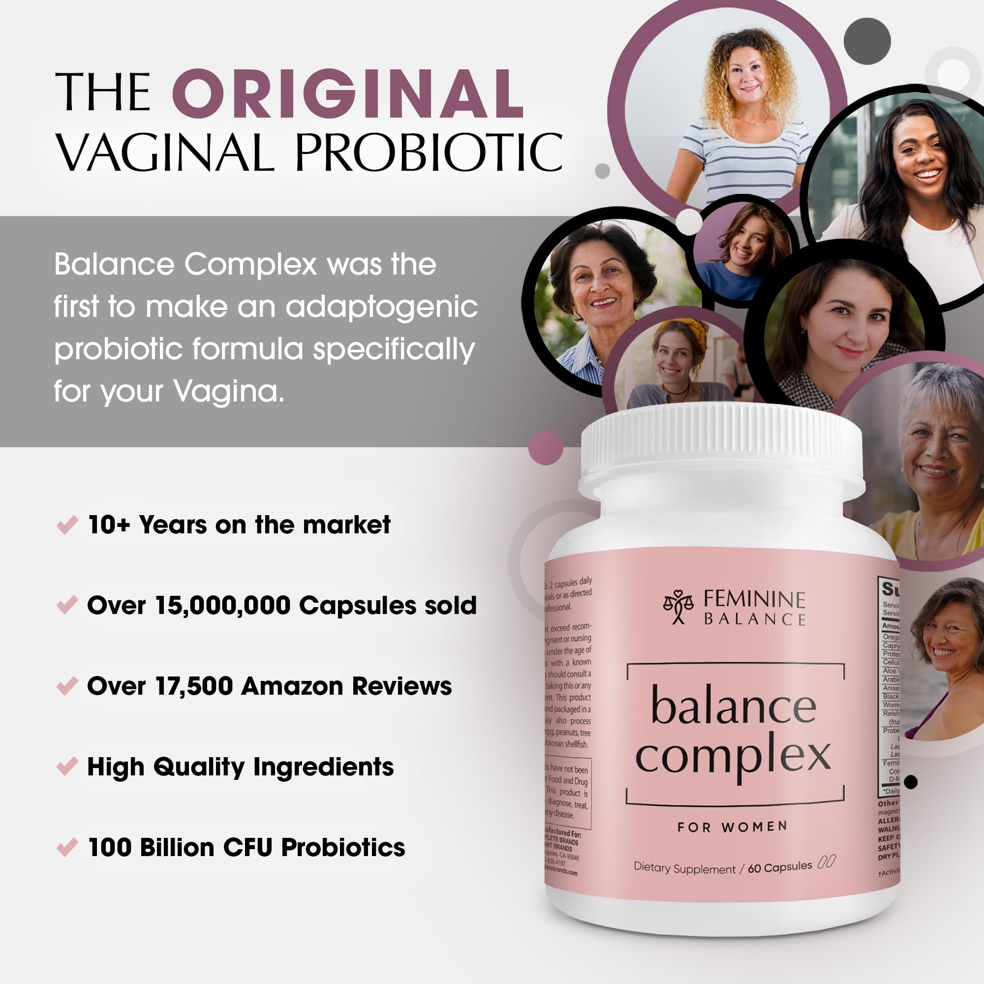 Instant Brands Balance Complex capsules close-up highlighting 100 billion CFU probiotic blend