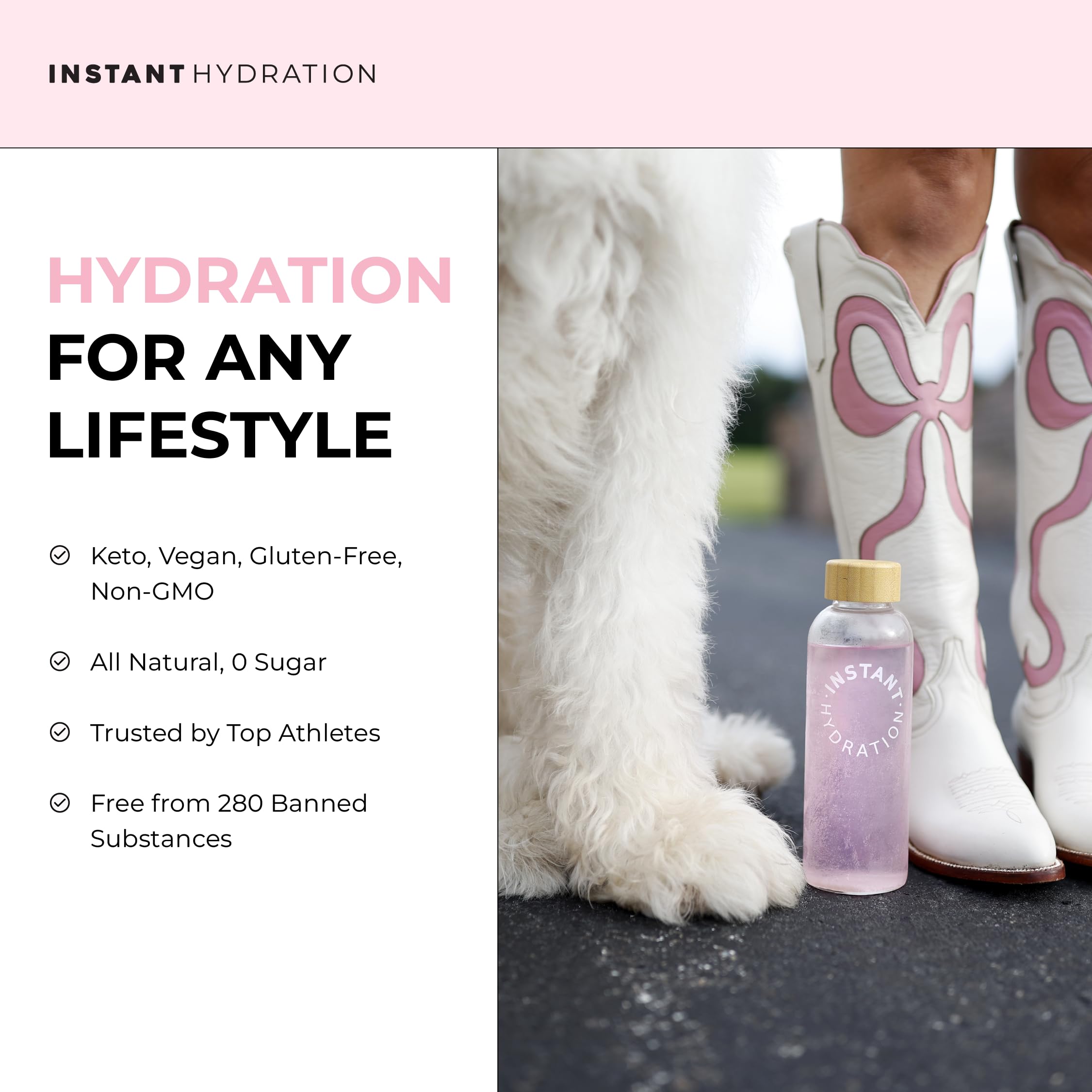 Instant Hydration blend highlighting 83 trace minerals for hydration support