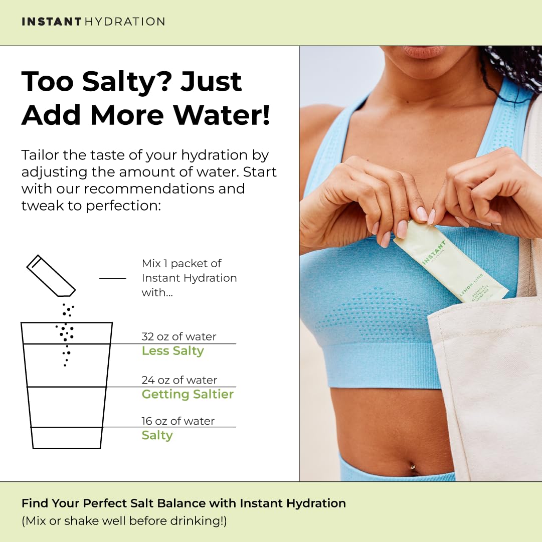 Glass with Instant Hydration lemon-lime drink ready to sip