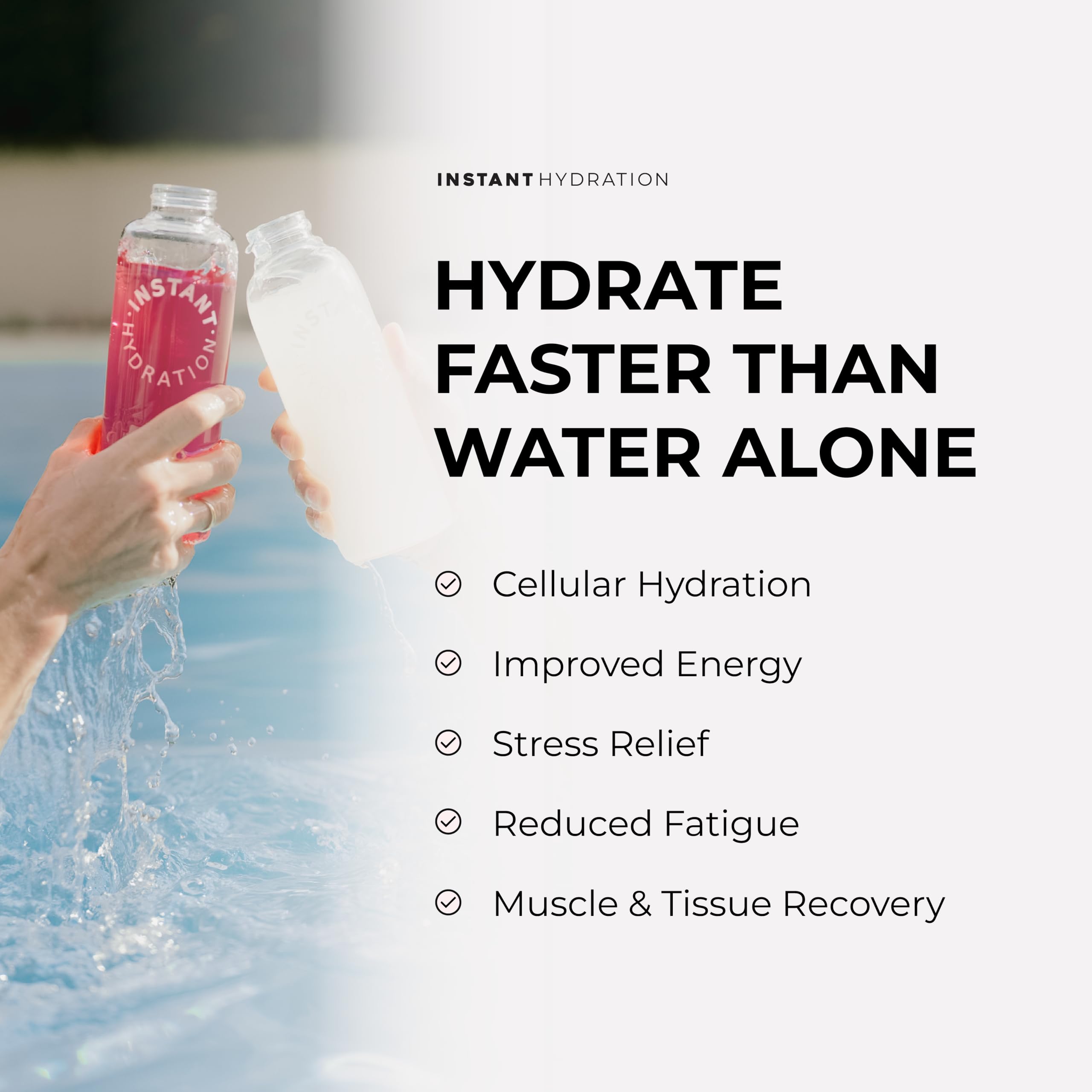 Instant Hydration glass being poured with electrolyte solution.