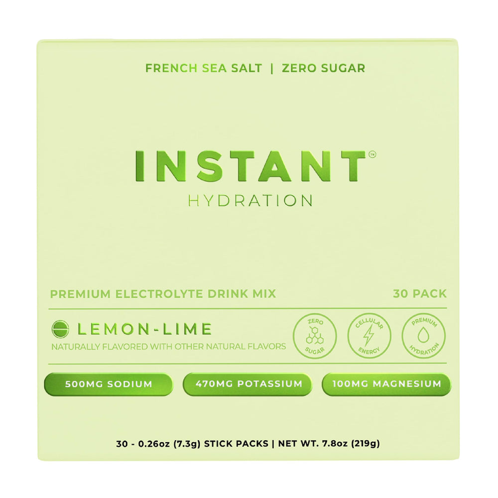 Instant Hydration lemon-lime packet front for on-the-go hydration
