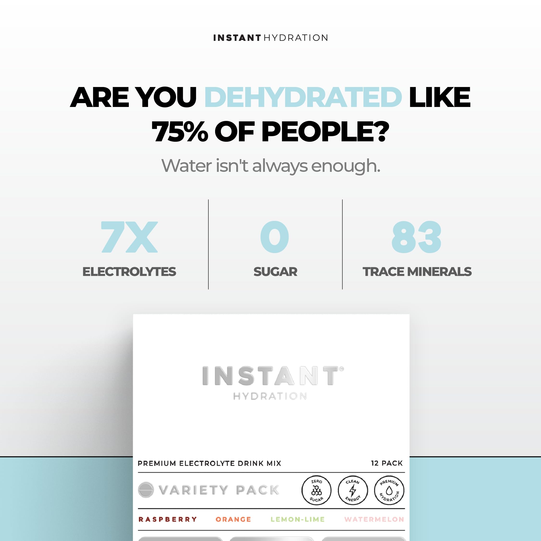 Instant Hydration Lemon-Lime packets provide zingy flavor and quick electrolyte support.