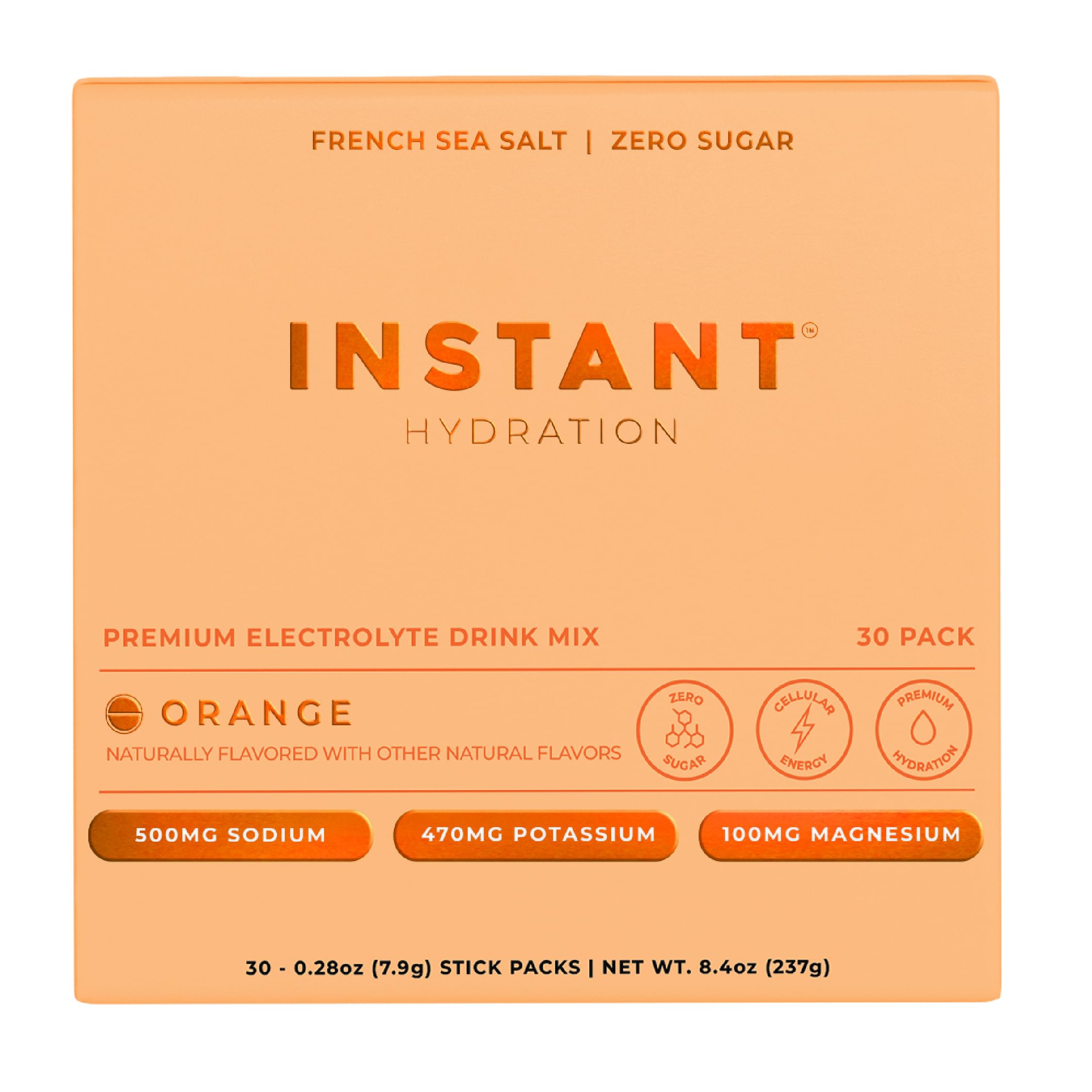 Instant Hydration orange flavor packet opening for on-the-go hydration