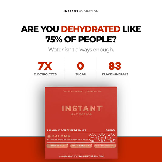Paloma electrolyte drink being poured into a glass for quick hydration.